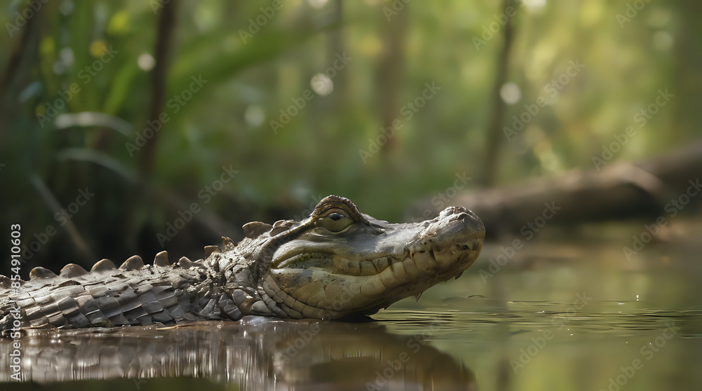 a crocodile that is floating in the water a crocodile that is floating in the water