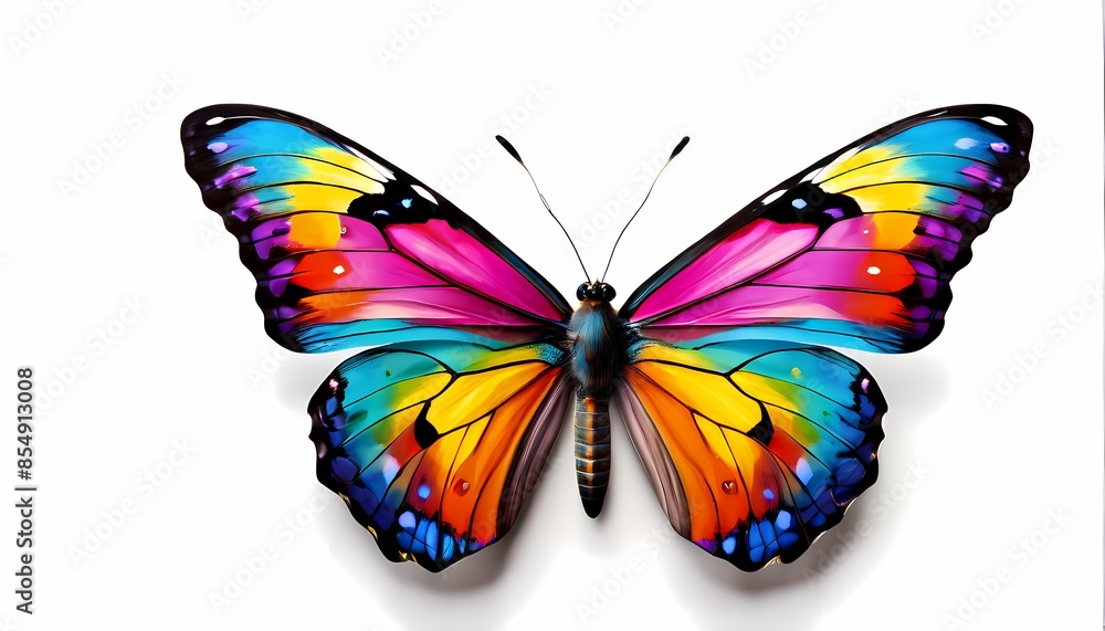 Obraz premium Colorful butterfly on white background, Ai Generated