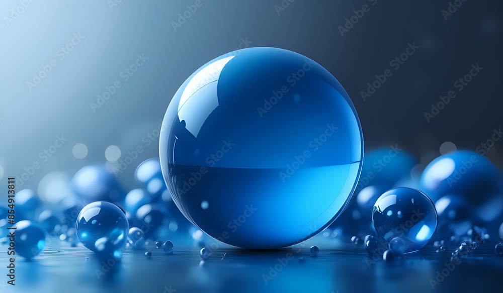 Abstract blue sphere background illustration. AI generated Abstract blue sphere background illustration. AI generated