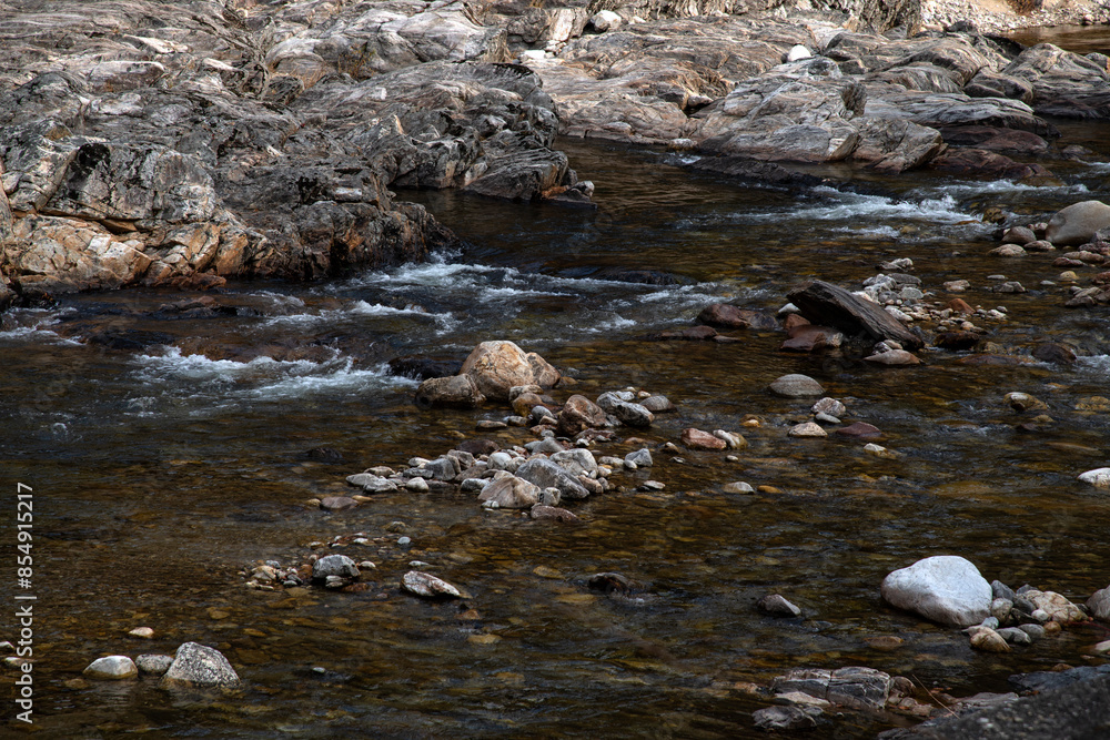 View of the flowing water in the stream View of the flowing water in the stream