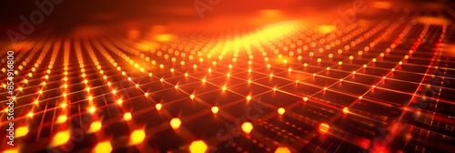 Vibrant Abstract Grid: Illuminating Future with Light Colors and Sparks - A Modern Wallpaper Banner Layout, 3:1, banner , orange colors