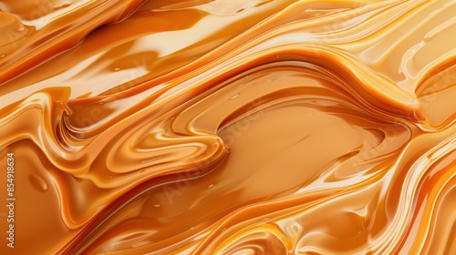 Abstract wavy pattern of melted caramel photo