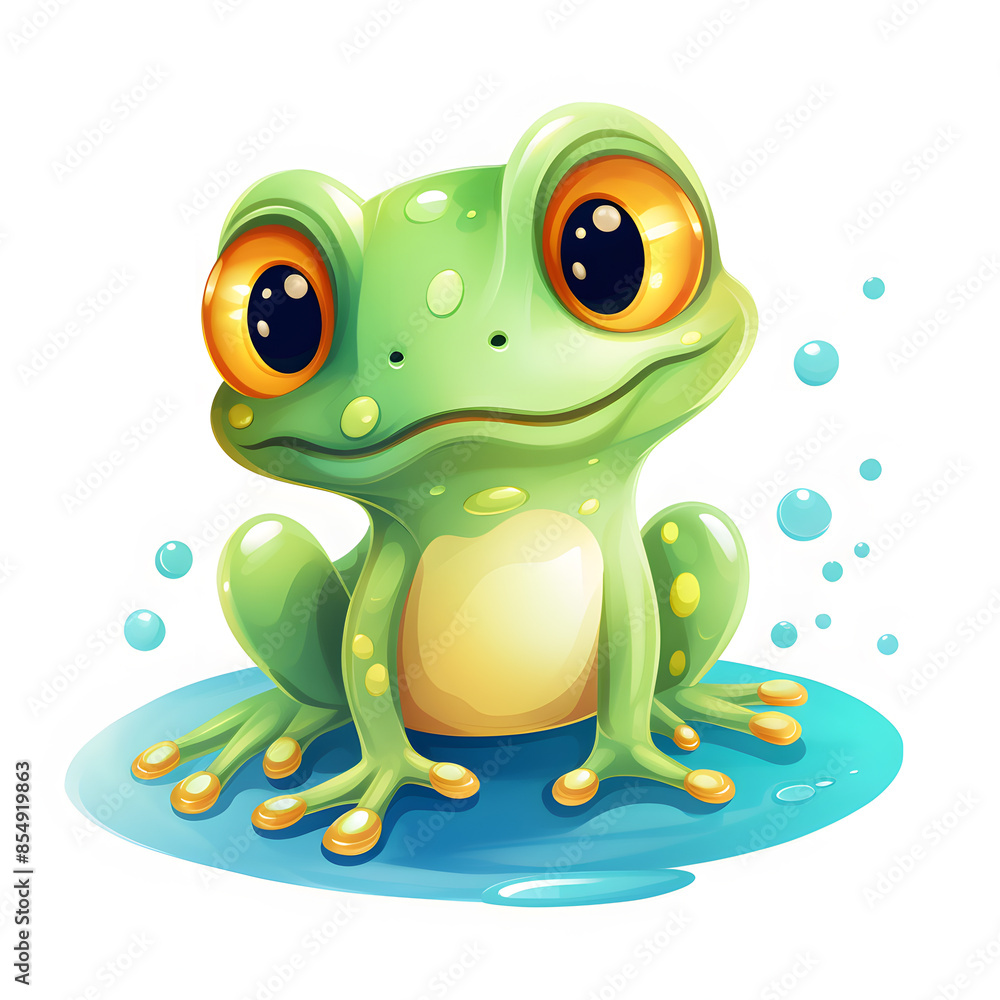 Fototapeta premium beautiful frog Cartoon style cute 
