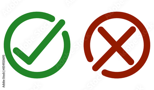 Colored true and false icons with circle borders