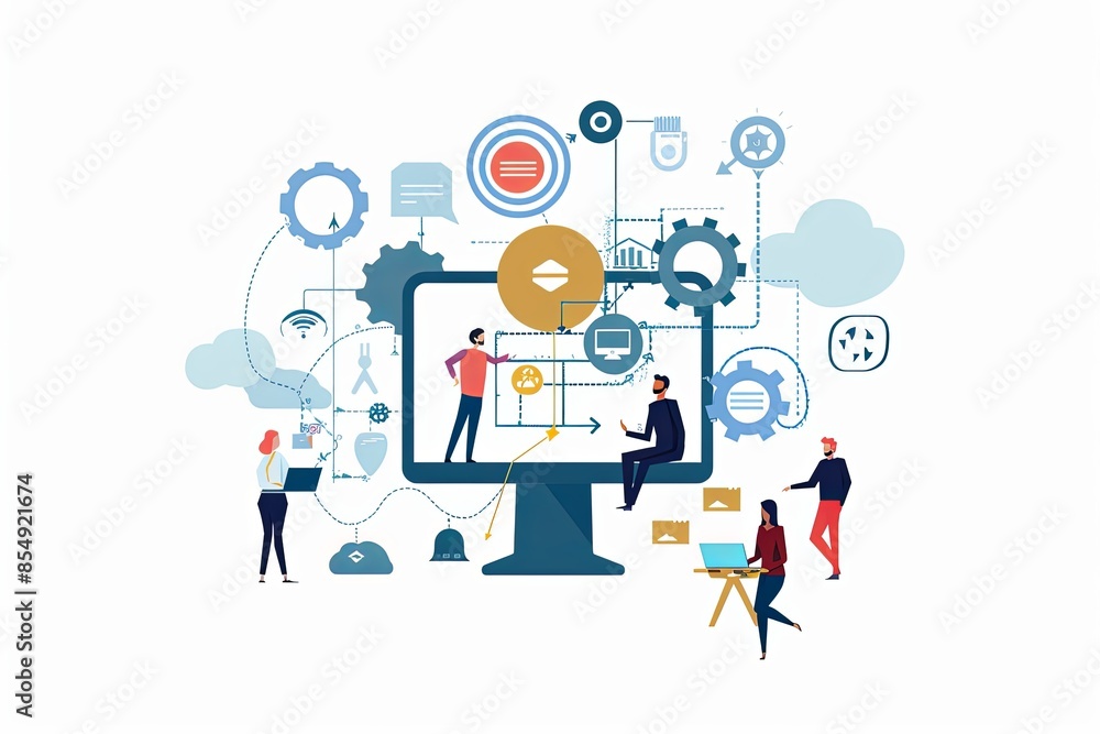 Conceptual Technology Flat Illustration created with Generative AI Conceptual Technology Flat Illustration created with Generative AI
