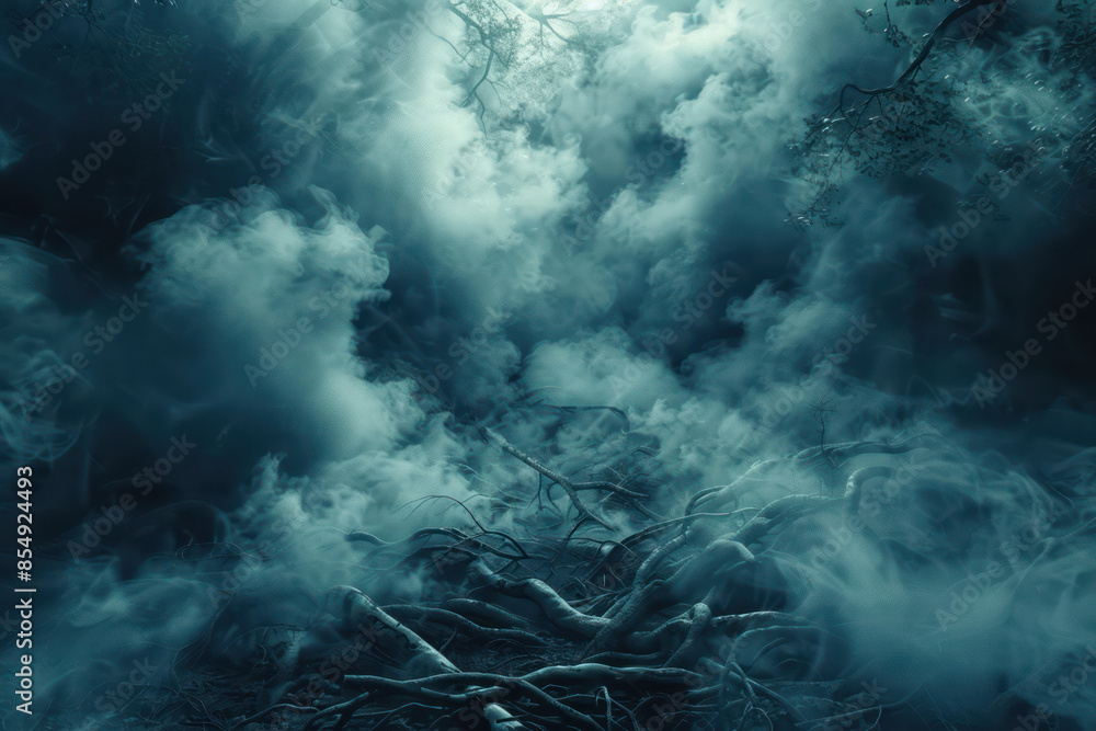 Mystical Forest with Twisted Roots and Dreamlike Fog Under a Mysterious Moonlit Sky Enigmatic Atmosphere Captured in Dark, Eerie Woods Creating a Surreal and Ethereal Landscape Mystical Forest with Twisted Roots and Dreamlike Fog Under a Mysterious Moonlit Sky Enigmatic Atmosphere Captured in Dark, Eerie Woods Creating a Surreal and Ethereal Landscape