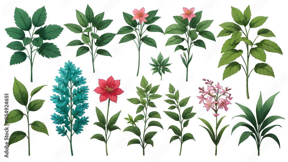 Botanical elements on transparent background. Botanical elements on transparent background.