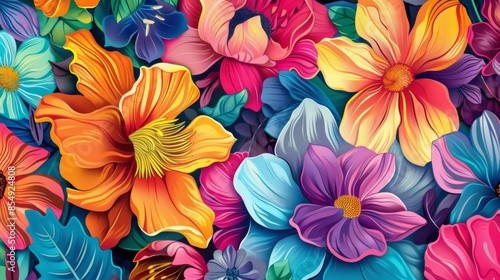 Wallpaper Mural A colorful flower arrangement with a variety of colors and shapes Torontodigital.ca