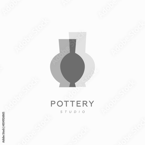 Pottery studio logo design template isolated on white background. Ceramic handmade shop icon or sign concept. Vector illustration