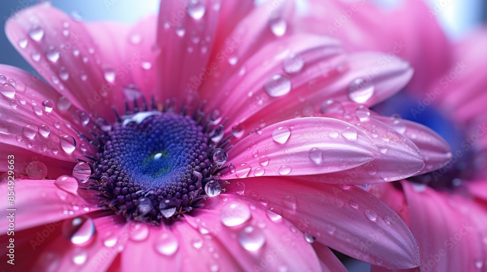 Gerbera flowers with water drops isolated on black background.