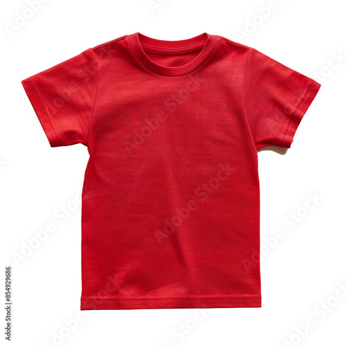 Studio photo of red kids t shirt on transparent background with alpha channel Generative Ai 