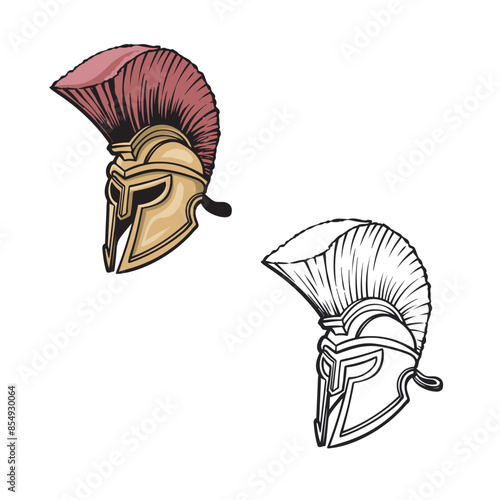 spartan helmet isolated on white background. Warrior armor. You can change color you want. Vector illustration