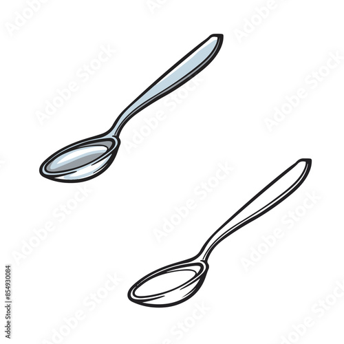 spoon drawing with line art style. Simple design outline style. Easy to edit. Isolated on white background. Vector illustration
