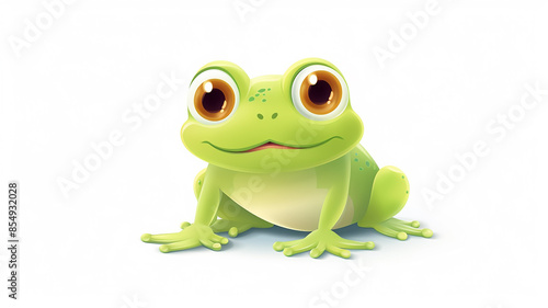 cute cartoon frog with big eyes and smile, illustration for kids © kichigin19