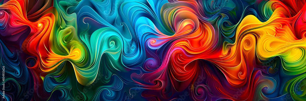 Fototapeta premium Vibrant Fluid Explosion of Color and Motion Captivating Abstract Digital Artwork
