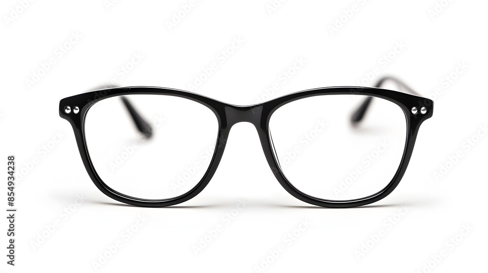 Sleek and Modern Black-Rimmed Glasses Isolated on White Background Sleek and Modern Black-Rimmed Glasses Isolated on White Background