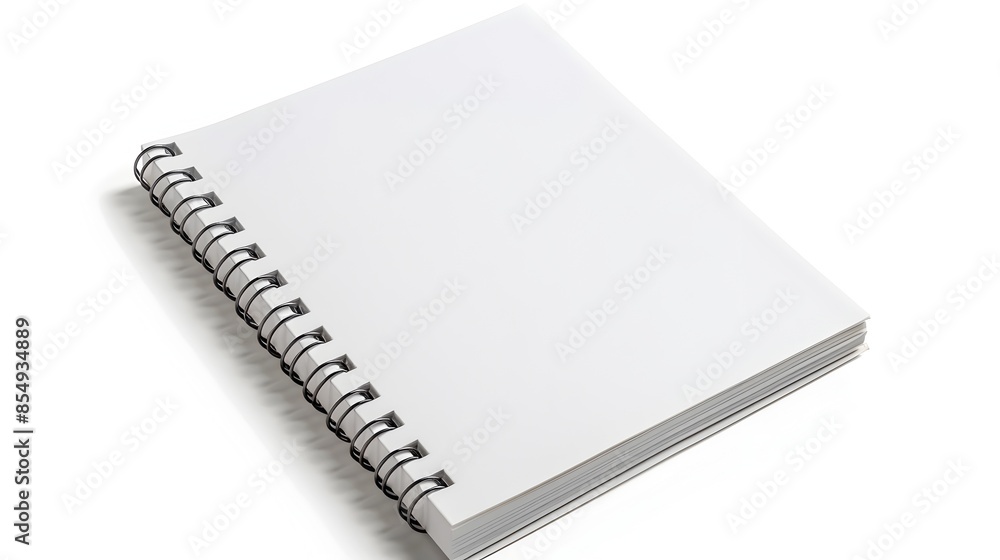 Spiral-Bound Notebook with Open Cover on White Background Spiral-Bound Notebook with Open Cover on White Background