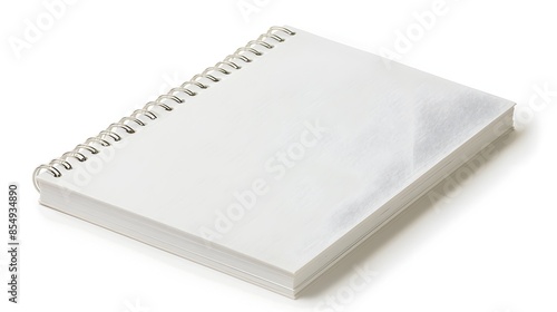 Spiral-Bound Notebook on White Background with Overhead Shot