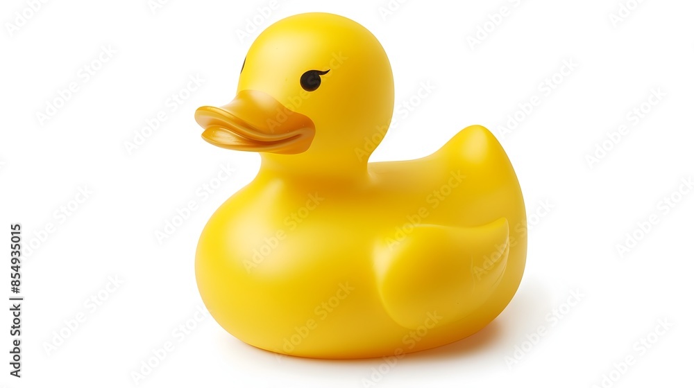 Bright Yellow Smooth and Shiny Rubber Duck Isolated on White Background Bright Yellow Smooth and Shiny Rubber Duck Isolated on White Background