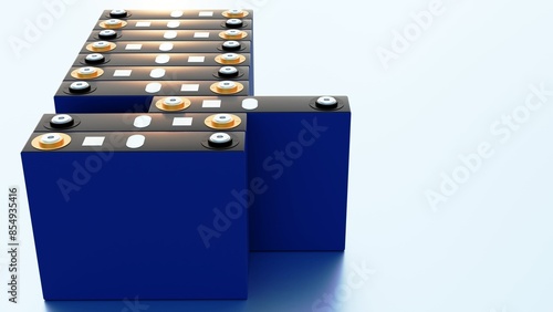 Fotografie 3d rendering of prismatic battery, rectangular lithium ion phosphate LFP battery