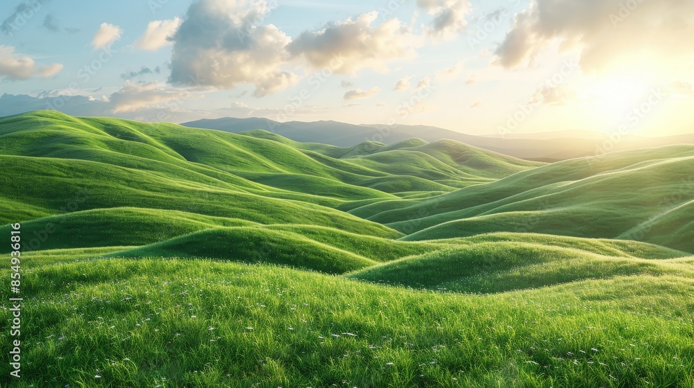 Obraz premium Organic Flowing Green Lines Modern Art
