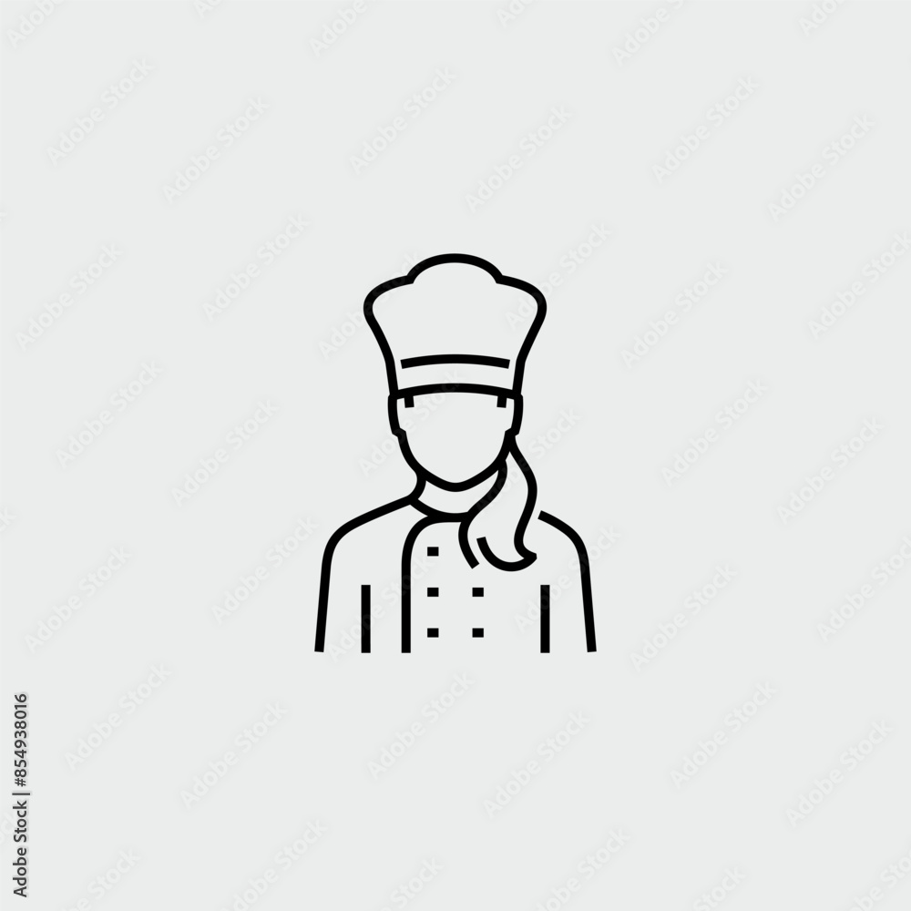 Restaurant Chef Woman Vector Line Icon Restaurant Chef Woman Vector Line Icon