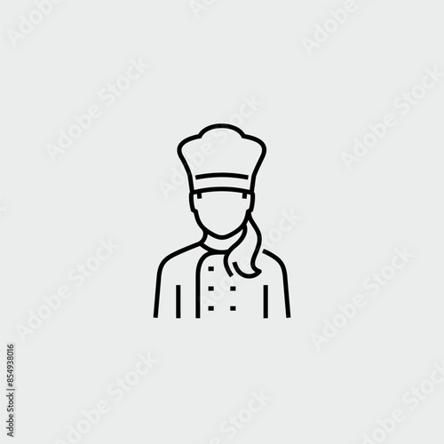 Restaurant Chef Woman Vector Line Icon