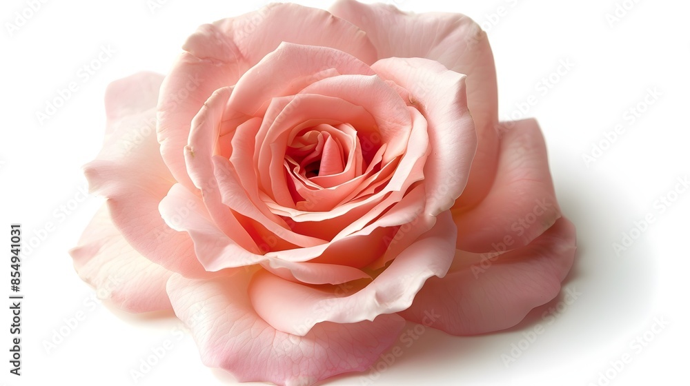 Soft Pink Rose with Delicate Petals on Isolated White Background Soft Pink Rose with Delicate Petals on Isolated White Background