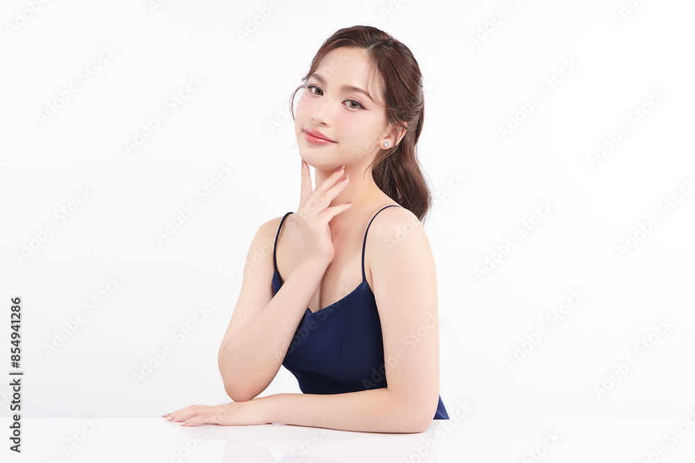 Beautiful young asian woman with clean fresh skin on white background, Face care, Facial treatment, Cosmetology, beauty and spa, Asian women portrait. Beautiful young asian woman with clean fresh skin on white background, Face care, Facial treatment, Cosmetology, beauty and spa, Asian women portrait.