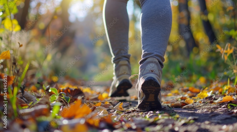 Leisurely walk in nature with a close-up image focusing on female legs as they stroll through a scenic outdoor setting. Leisurely walk in nature with a close-up image focusing on female legs as they stroll through a scenic outdoor setting.