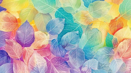 Store enrouleur  Boho chic world with a repeating pattern of delicate leaves adorning the canvas.  © nataliia_ptashka