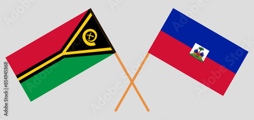 Crossed flags of Vanuatu and Haiti. Official colors. Correct proportion