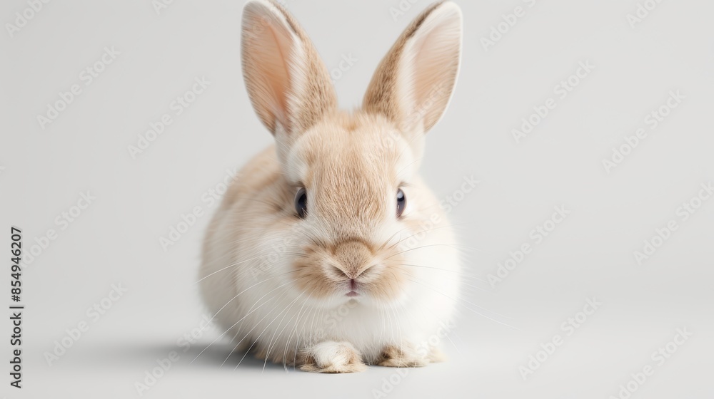 Professional 8k photo of a rabbit, detailed fur and whiskers, lifelike and realistic on a light solid background, capturing every fine feature with exceptional clarity