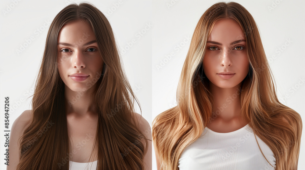 The art of transformation through advanced hair care. Care, makeover, before and after concept. The art of transformation through advanced hair care. Care, makeover, before and after concept.
