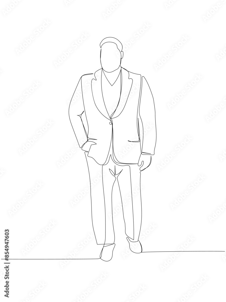 chubby man in a suit one line art. Continuous line drawing of body positive, overweight, plus size model, XL, health, fashion, self acceptance. chubby man in a suit one line art. Continuous line drawing of body positive, overweight, plus size model, XL, health, fashion, self acceptance.