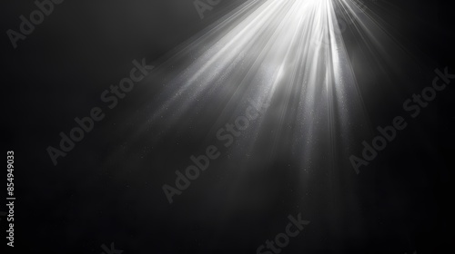 A beam of light shining down from the top left corner, with rays spreading out to form an abstract background on a black and white gradient background.