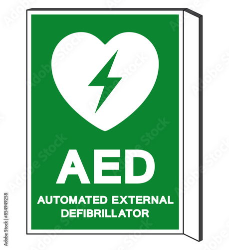 AED Automated External Defibrillator Symbol Sign, Vector Illustration, Isolate On White Background Label .EPS10