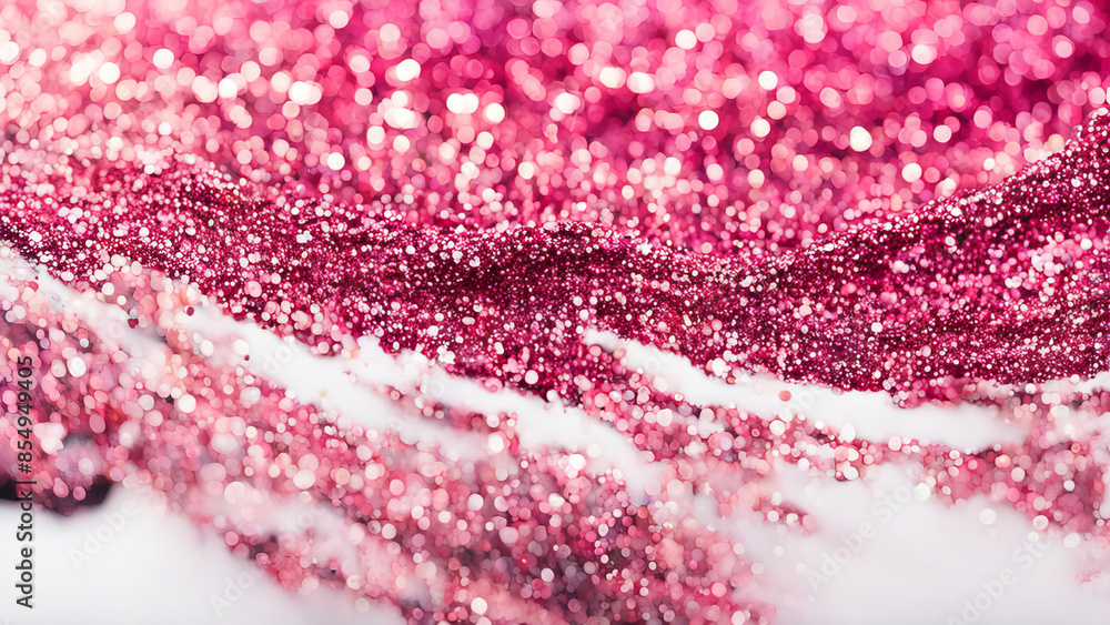 Glitter fluid with shiny gloss, blending pink, black, and white colors. Shimmering particles Glitter fluid with shiny gloss, blending pink, black, and white colors. Shimmering particles