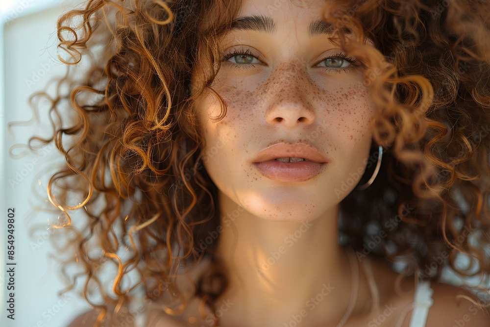 Fototapeta premium A close up of a woman with freckles on her face