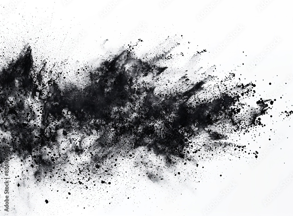 Chaotic black ink splash on white background. Dynamic and dramatic texture with expressive splatters and grunge design. Ideal for modern, artistic backgrounds and creative project Chaotic black ink splash on white background. Dynamic and dramatic texture with expressive splatters and grunge design. Ideal for modern, artistic backgrounds and creative project