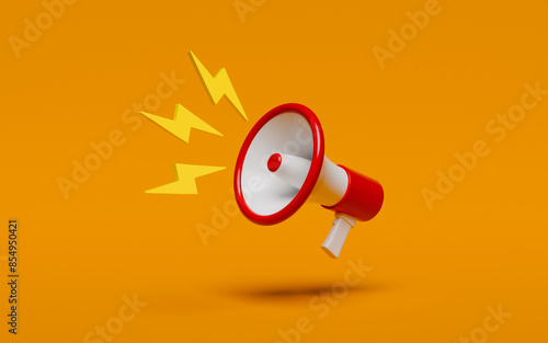 Red and white megaphone making loud sounds