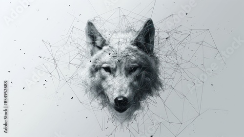 Black and White Wolf Geo Art