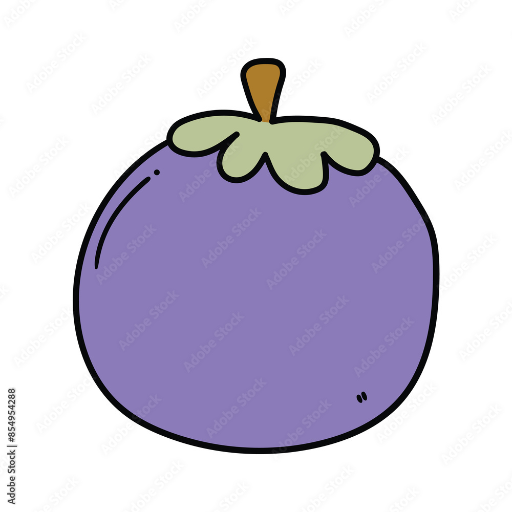 Hand drawn cartoon eggplant on white background. Hand drawn cartoon eggplant on white background.