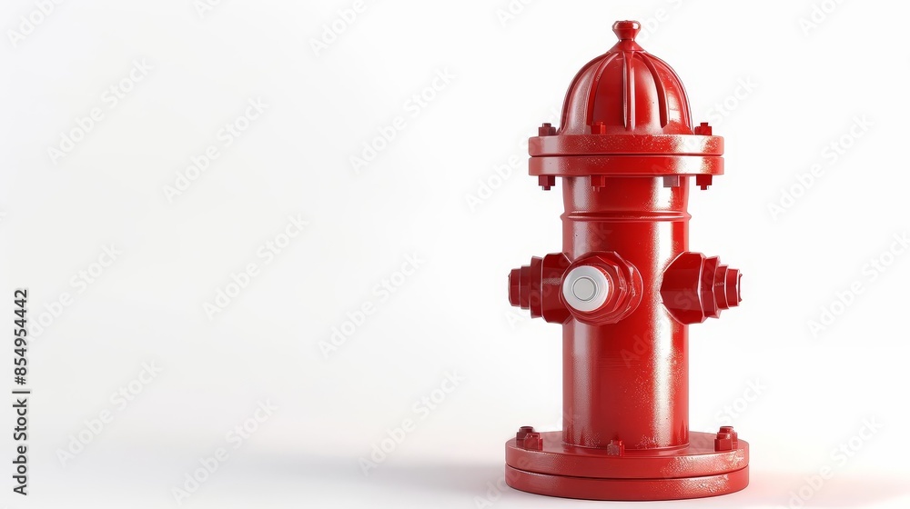 simplified 3d illustration of a red fire hydrant isolated on white emphasizing its iconic design and crucial role in public safety simplified 3d illustration of a red fire hydrant isolated on white emphasizing its iconic design and crucial role in public safety