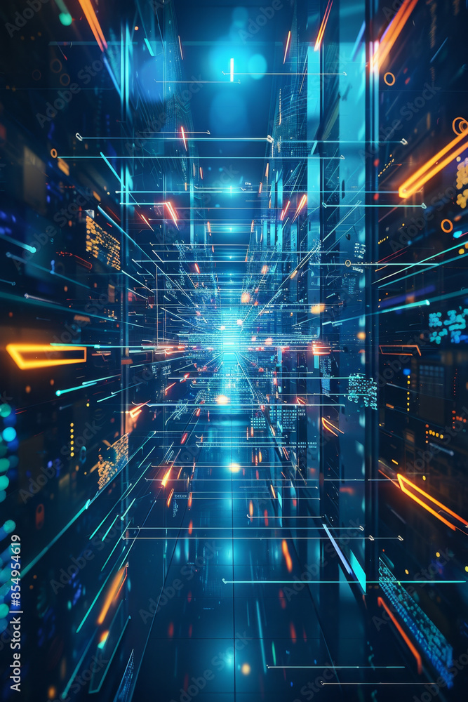 Fototapeta premium Futuristic background for tech products with abstract designs and digital elements.