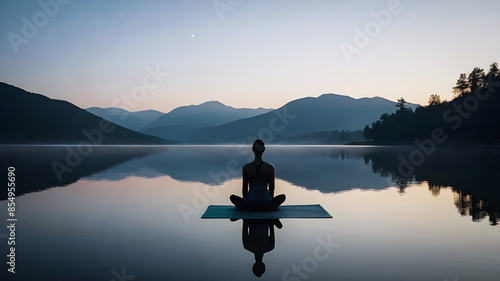 woman with yoga, morning, exerciseม relax time, meditate, mountain view, happy life, alone, travel alone, meditation, nature, good view, sunrise, skyม Turn your back