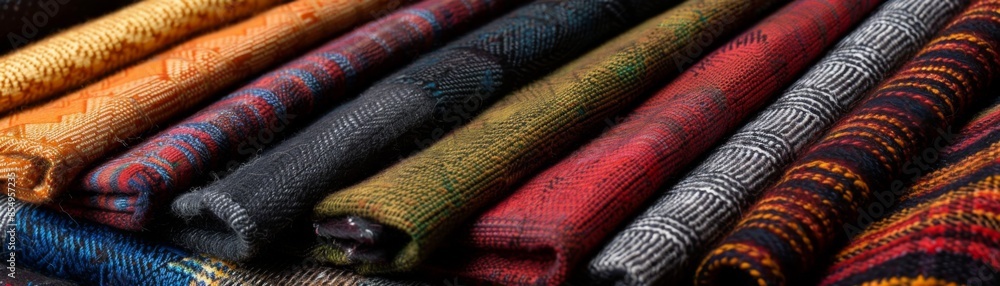 A bunch of colorful fabric with a variety of patterns and colors A bunch of colorful fabric with a variety of patterns and colors