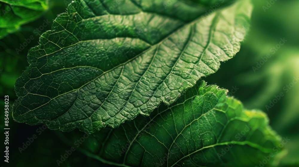 Close-up view of a lush green leaf with visible veins Close-up view of a lush green leaf with visible veins