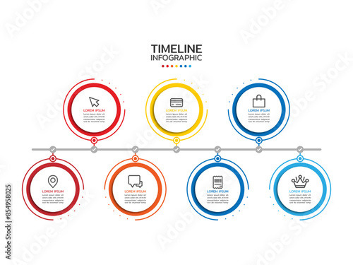 Timeline infographic, presentation business infographic timeline colorful with 7 step.