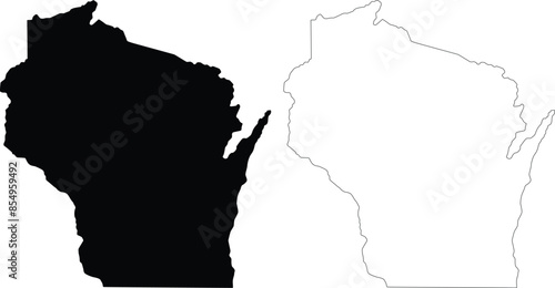 Wisconsin state contour outline silhouette map